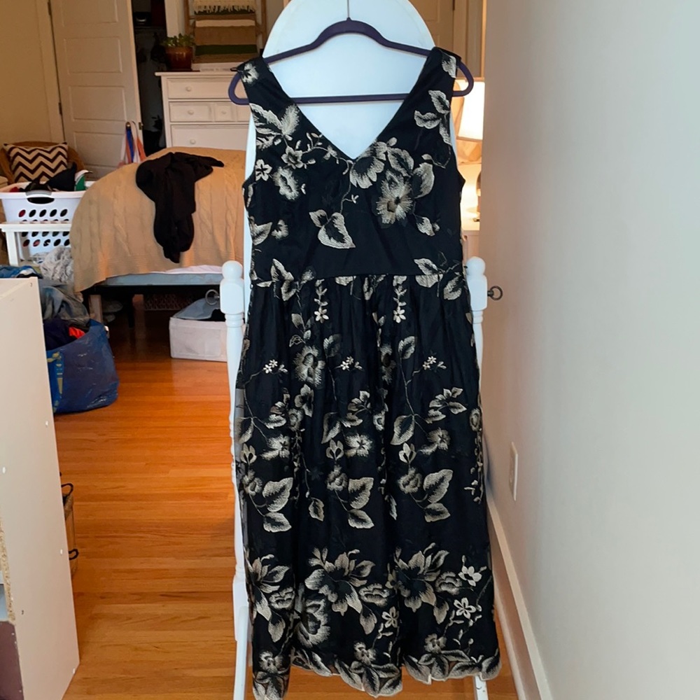 Midi Floral Black Dress